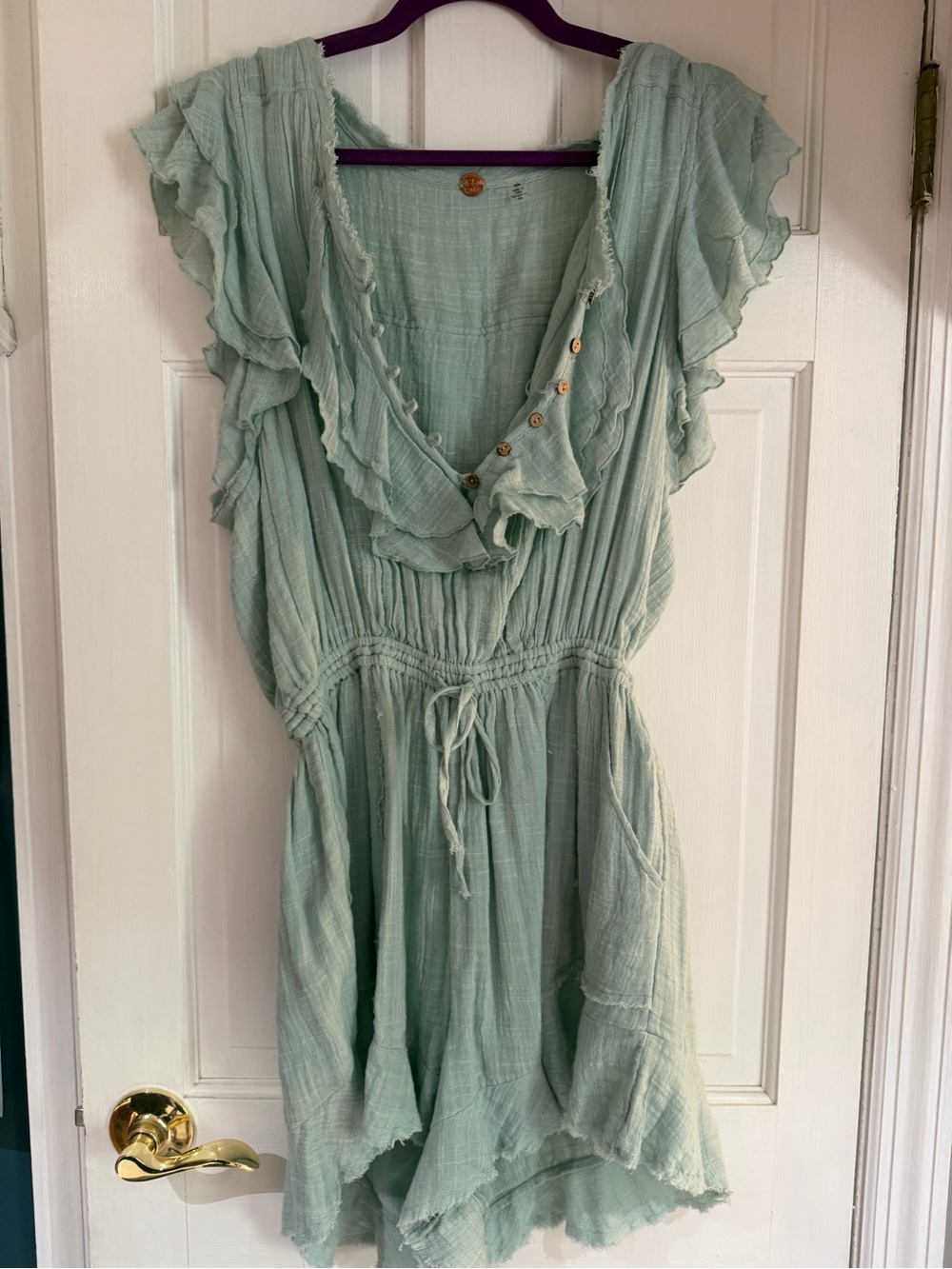 Free People One Naya Ruffle Romper/sz M - Picture 4 of 7